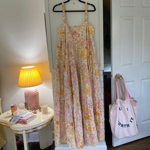 BRAND NEW FREE PEOPLE Park Slope Maxi Dress in Light Combo Size LARGE